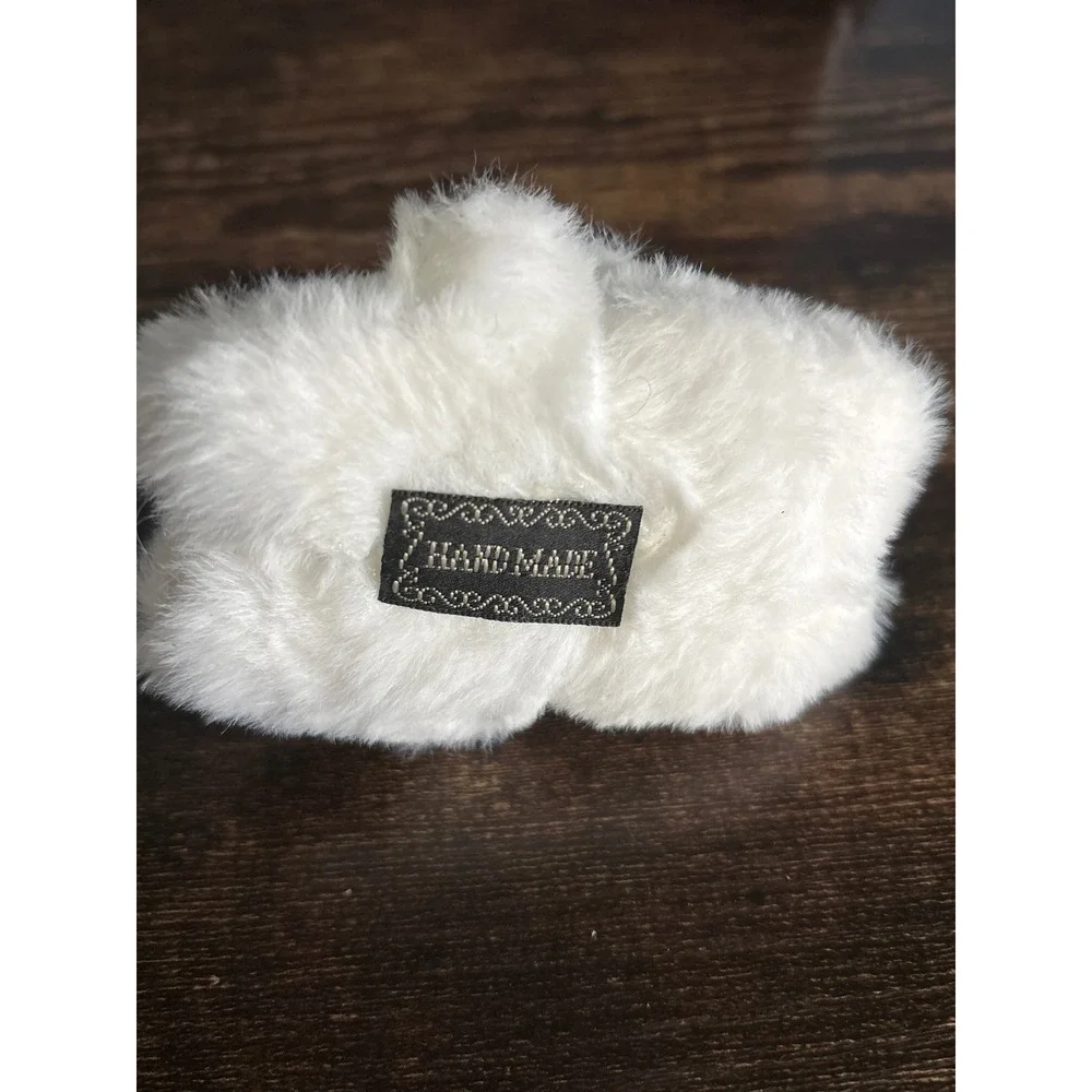 Handmade White Plush Dog Keychain Fuzzy Puppy Bag Charm